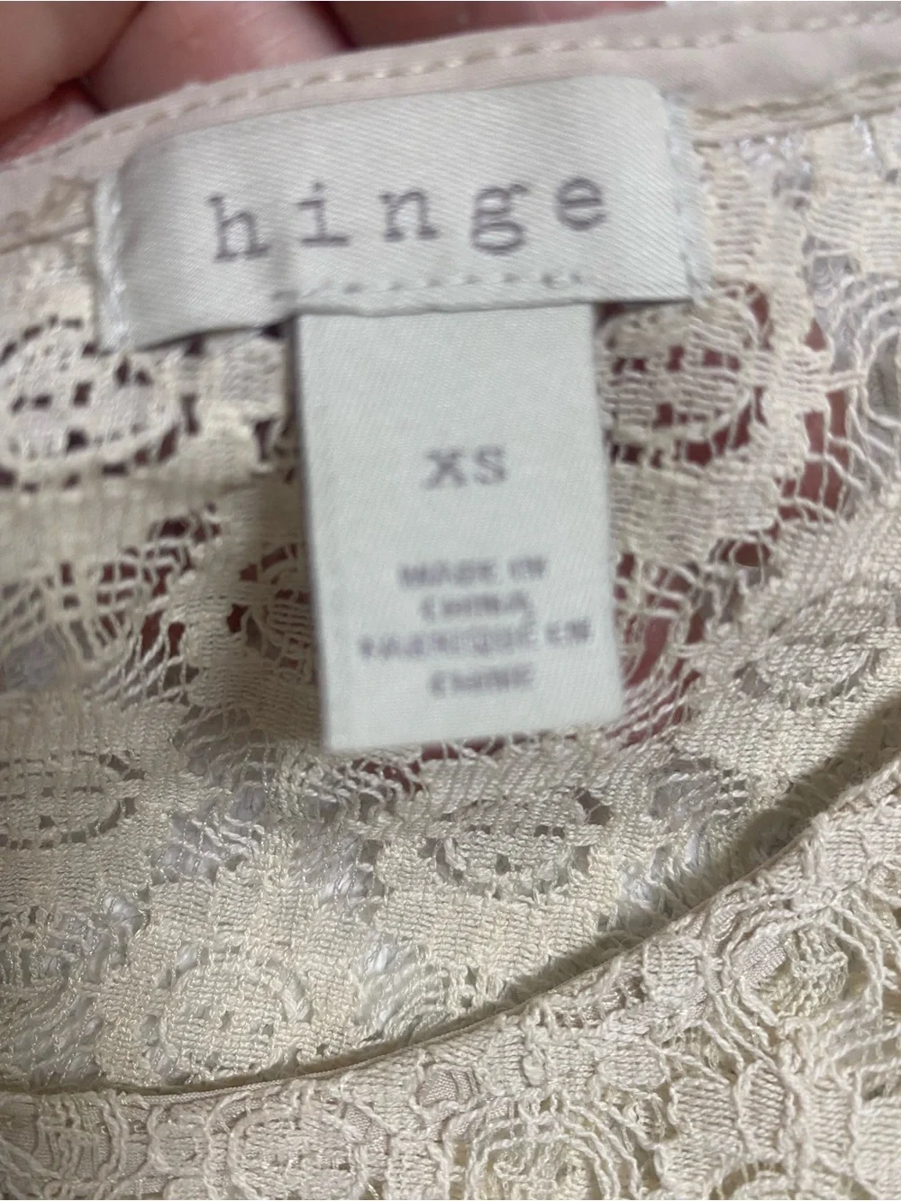 Anthropologie Hinge Beige Floral Lace Long-Sleeve Blouse